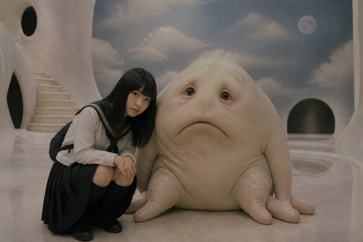 Surreal Schoolgirl and Blob Creature reference
