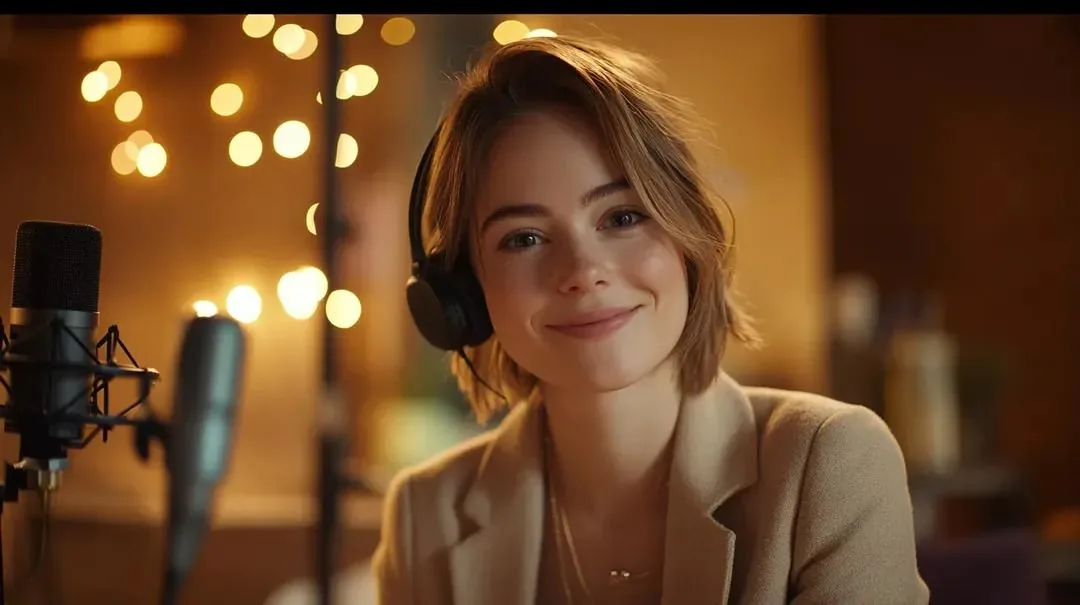 Cinematic Editorial Portrait of a Podcast Host - Nano Banana Pro AI Prompt for Social Media Post reference