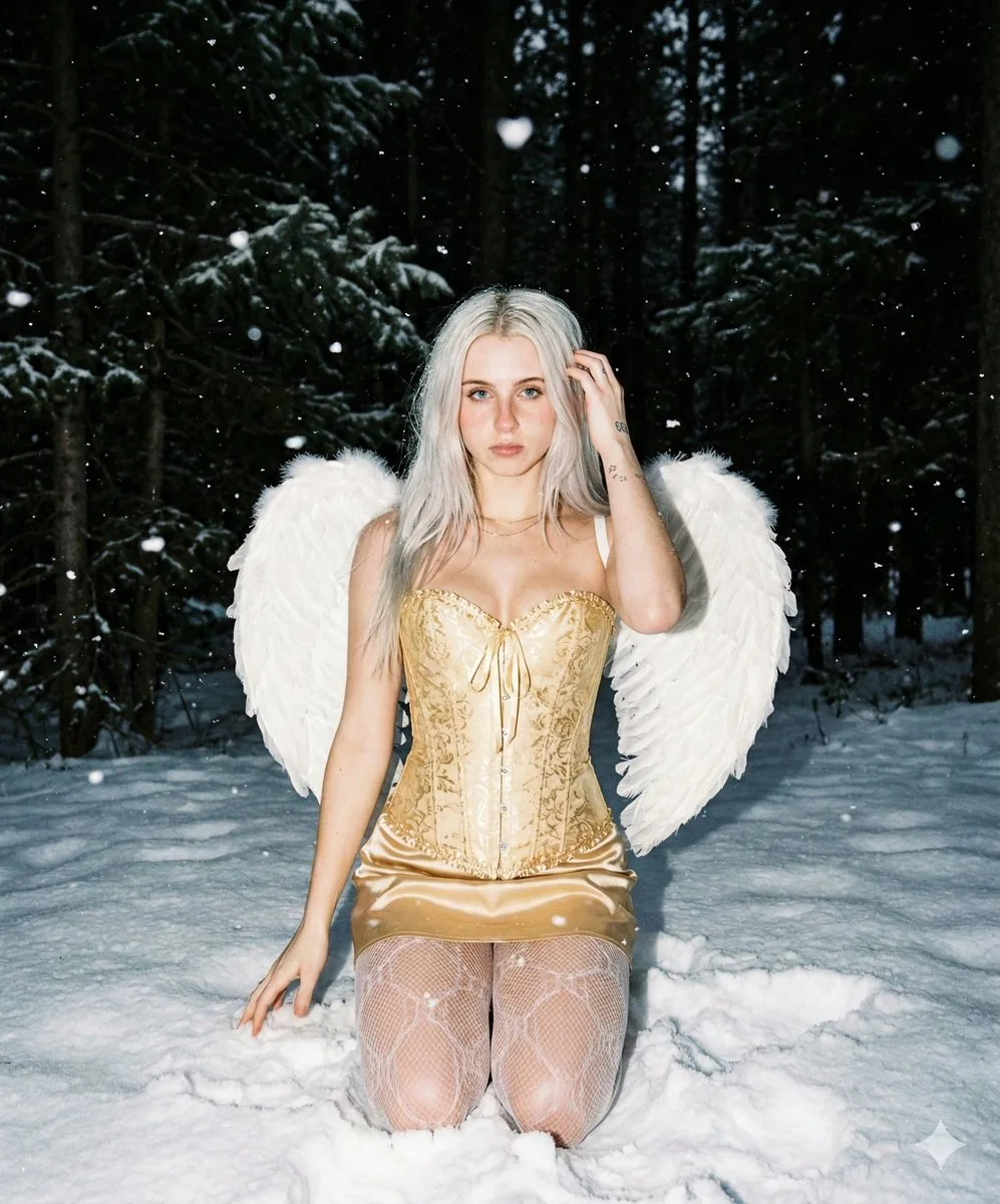 Winter Angel Fashion Editorial Prompt - Nano Banana Pro AI Prompt for Product Marketing reference
