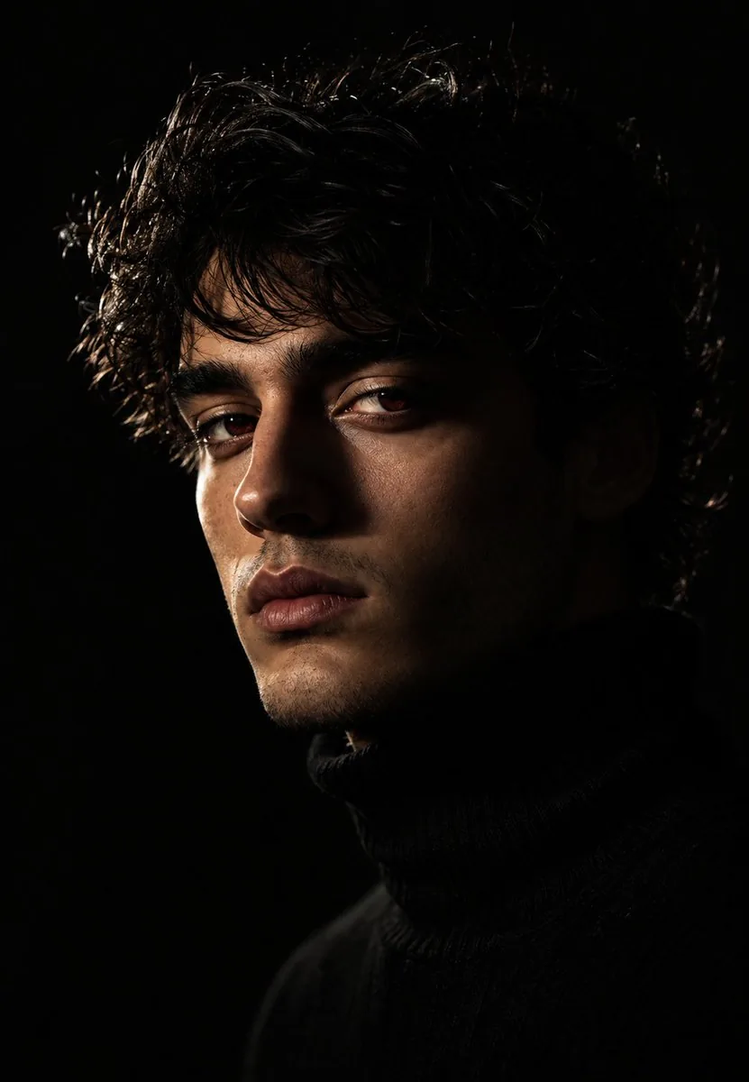 Moody Chiaroscuro Studio Portrait reference