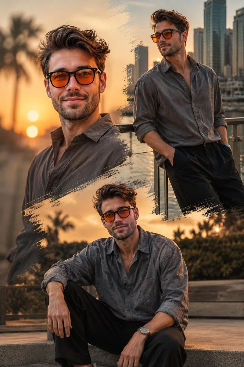 Golden Hour Fashion Collage reference