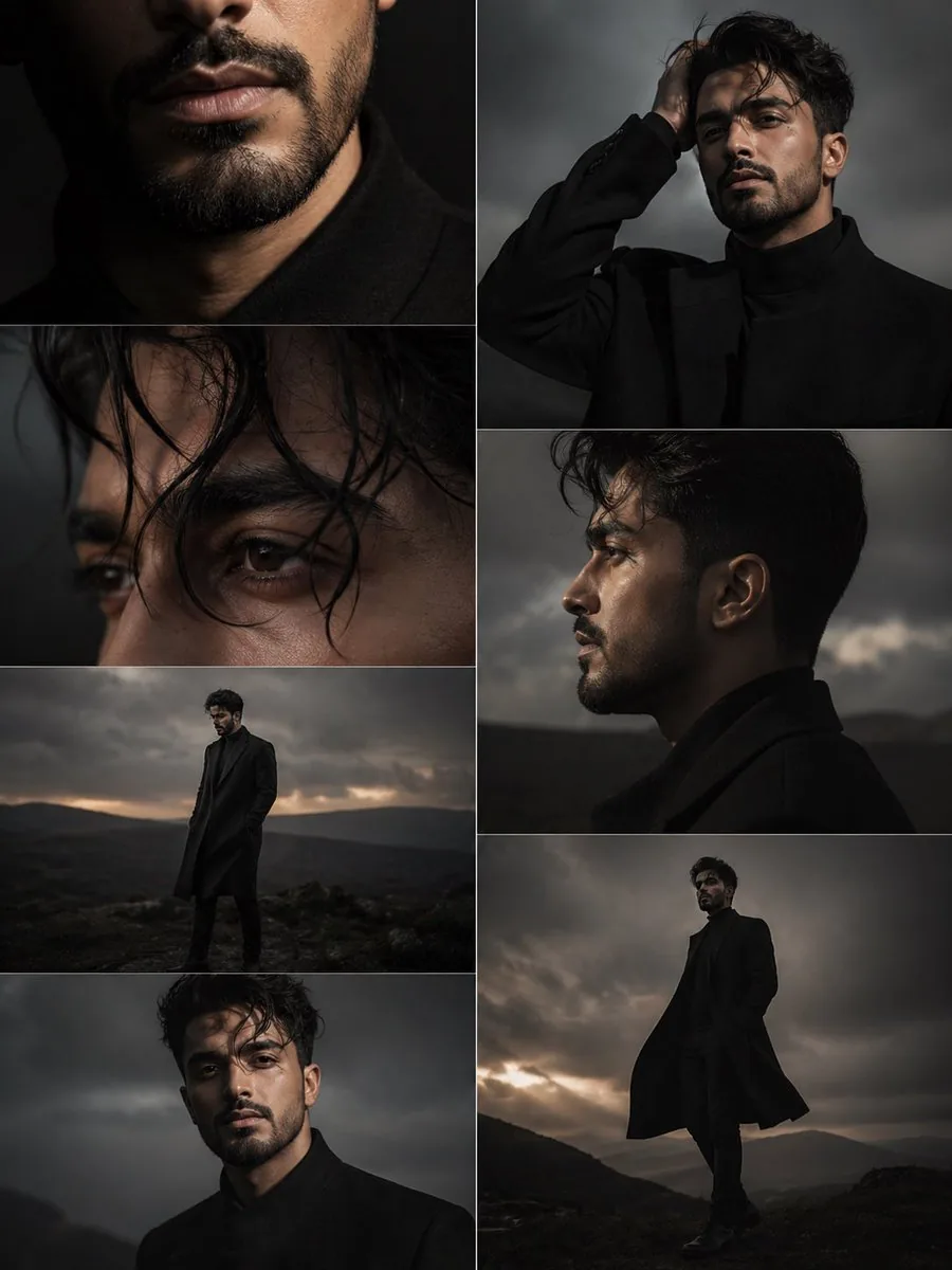 Dark Moody Editorial Portrait - Nano Banana Pro AI Prompt for Social Media Post reference