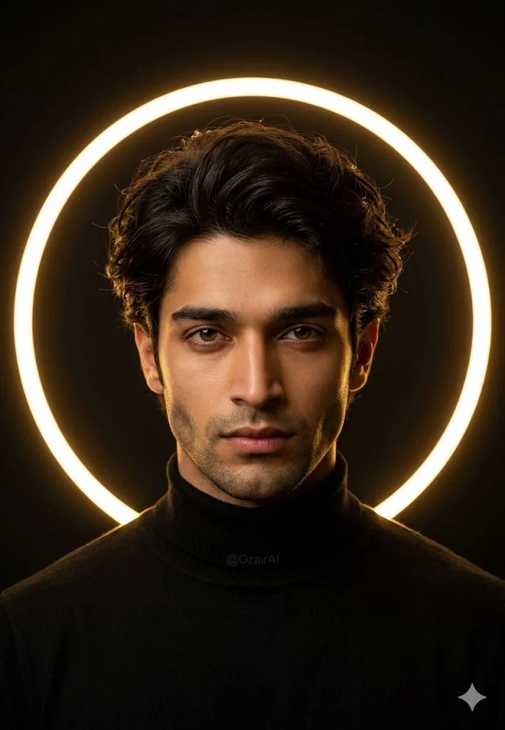 Sacred Geometry Halo Portrait - Nano Banana Pro AI Prompt for Profile / Avatar reference