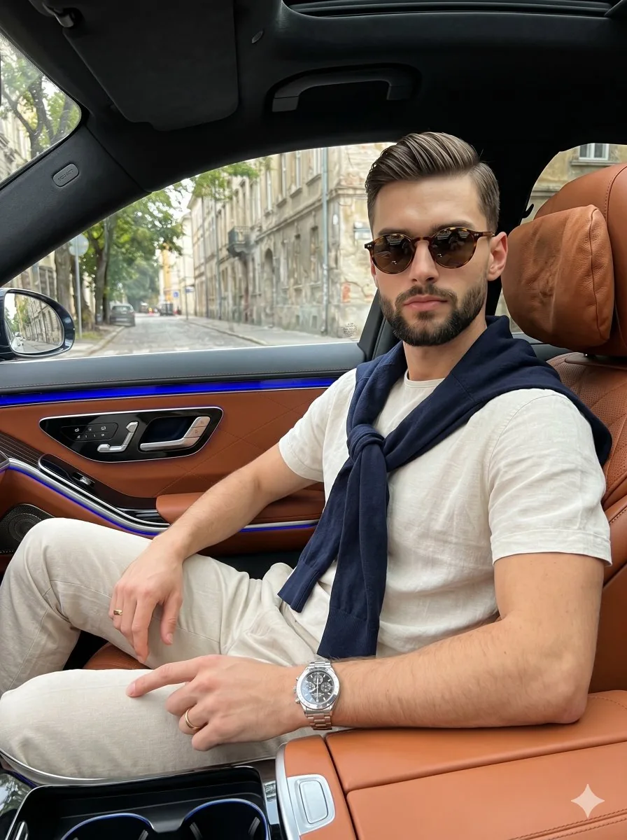 Luxury Car Interior Lifestyle Portrait - Nano Banana Pro AI Prompt for Product Marketing reference