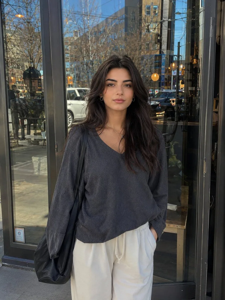 Realistic Street Portrait of a Young Woman reference