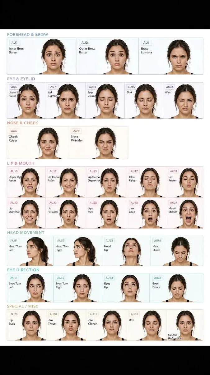 Facial Expression Anatomy Sheet reference