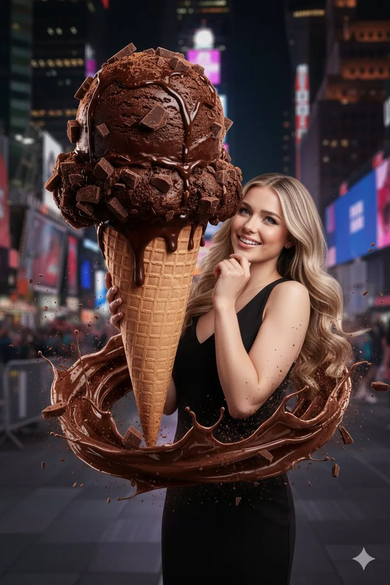 Hyperrealistic Chocolate Ice Cream Commercial Prompt reference