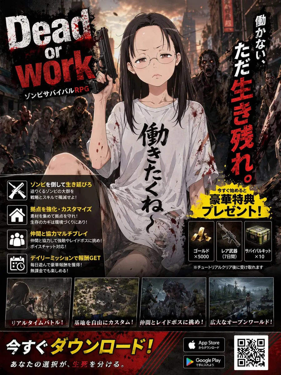 Zombie Survival RPG Anime Ad Poster reference