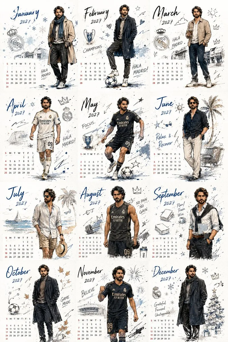 Korean Style Desktop Calendar 2027 reference