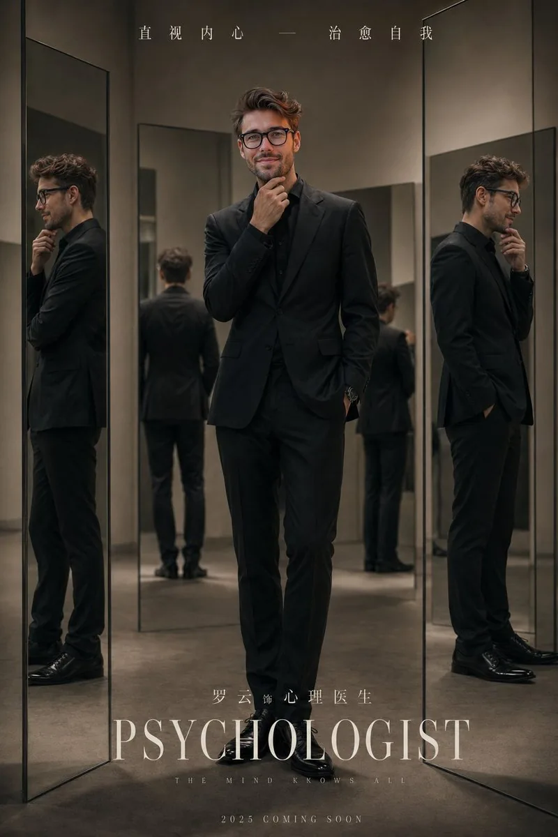 Minimalist Studio Mirror Portrait reference