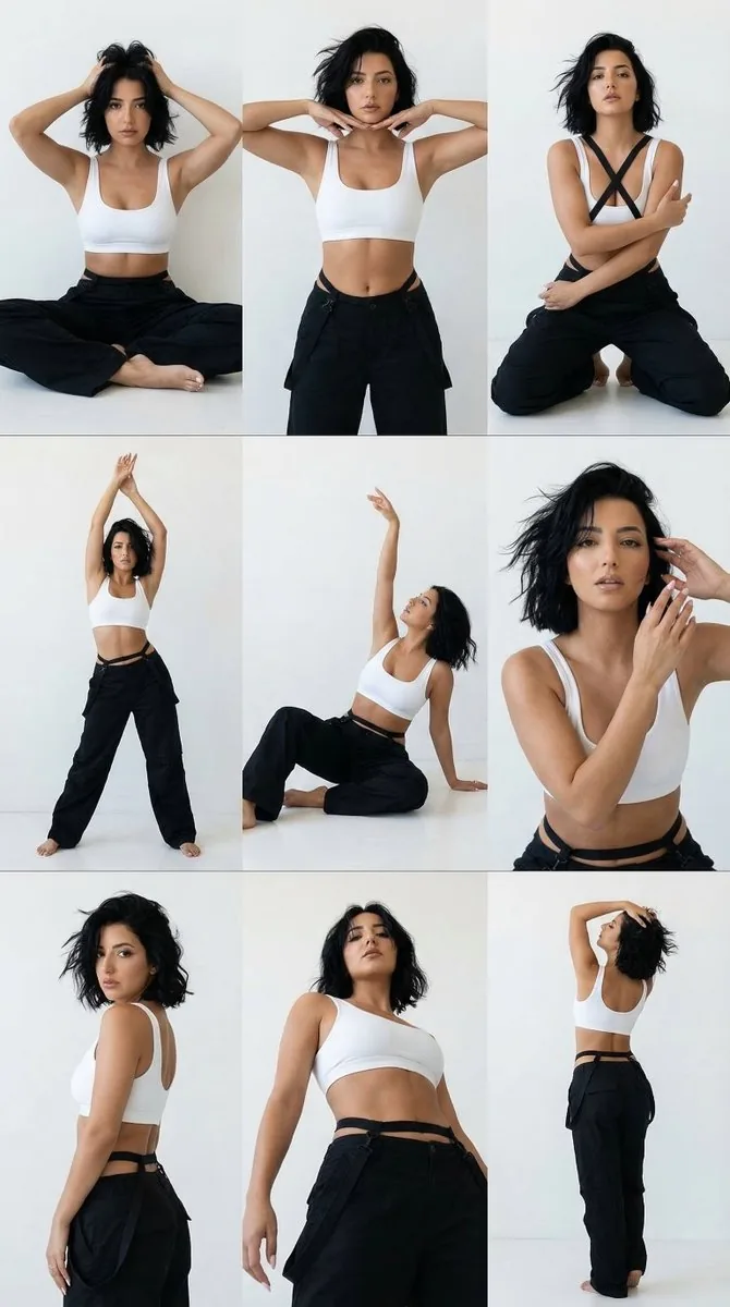 3x3 Minimalist Dance Editorial Grid - Nano Banana Pro AI Prompt for Product Marketing reference