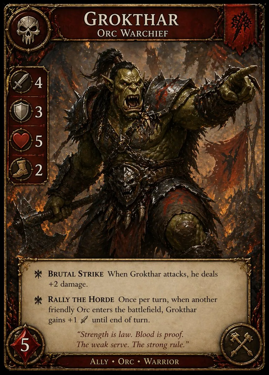 Dark Fantasy Orc Warchief TCG Card reference