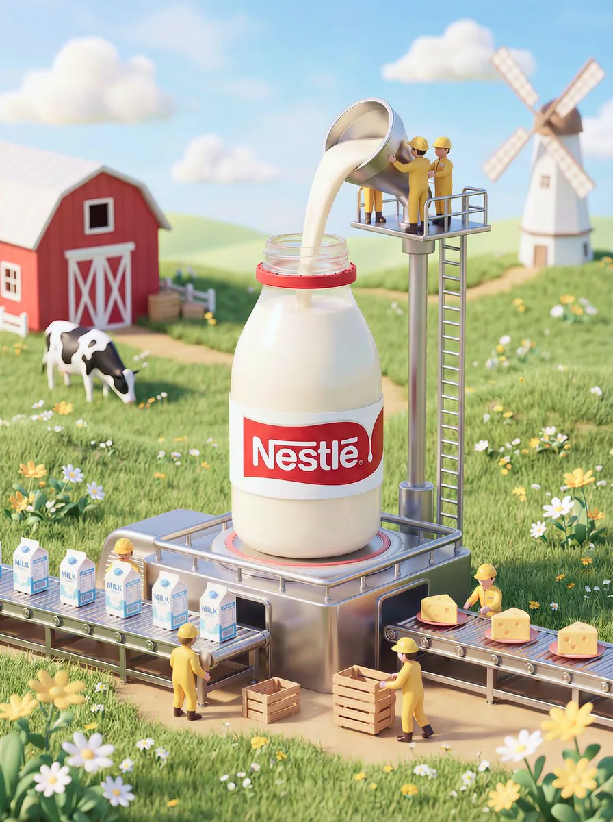 Whimsical 3D Miniature Dairy Advertising Illustration - Nano Banana Pro AI Prompt for Product Marketing reference