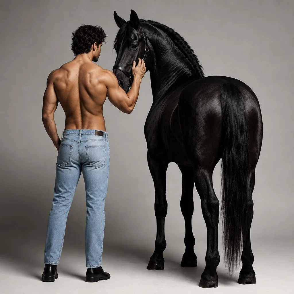 Minimalist Studio Portrait with Horse reference