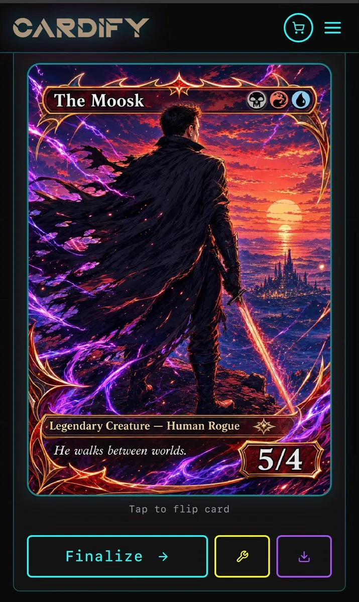 Cyberpunk Fantasy Trading Card App reference