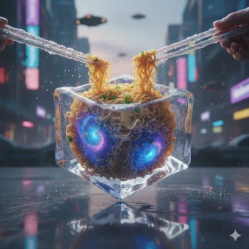 Ultra-Photorealistic Cinematic Food Action Shot of Noodles - Nano Banana Pro AI Prompt for Social Media Post reference