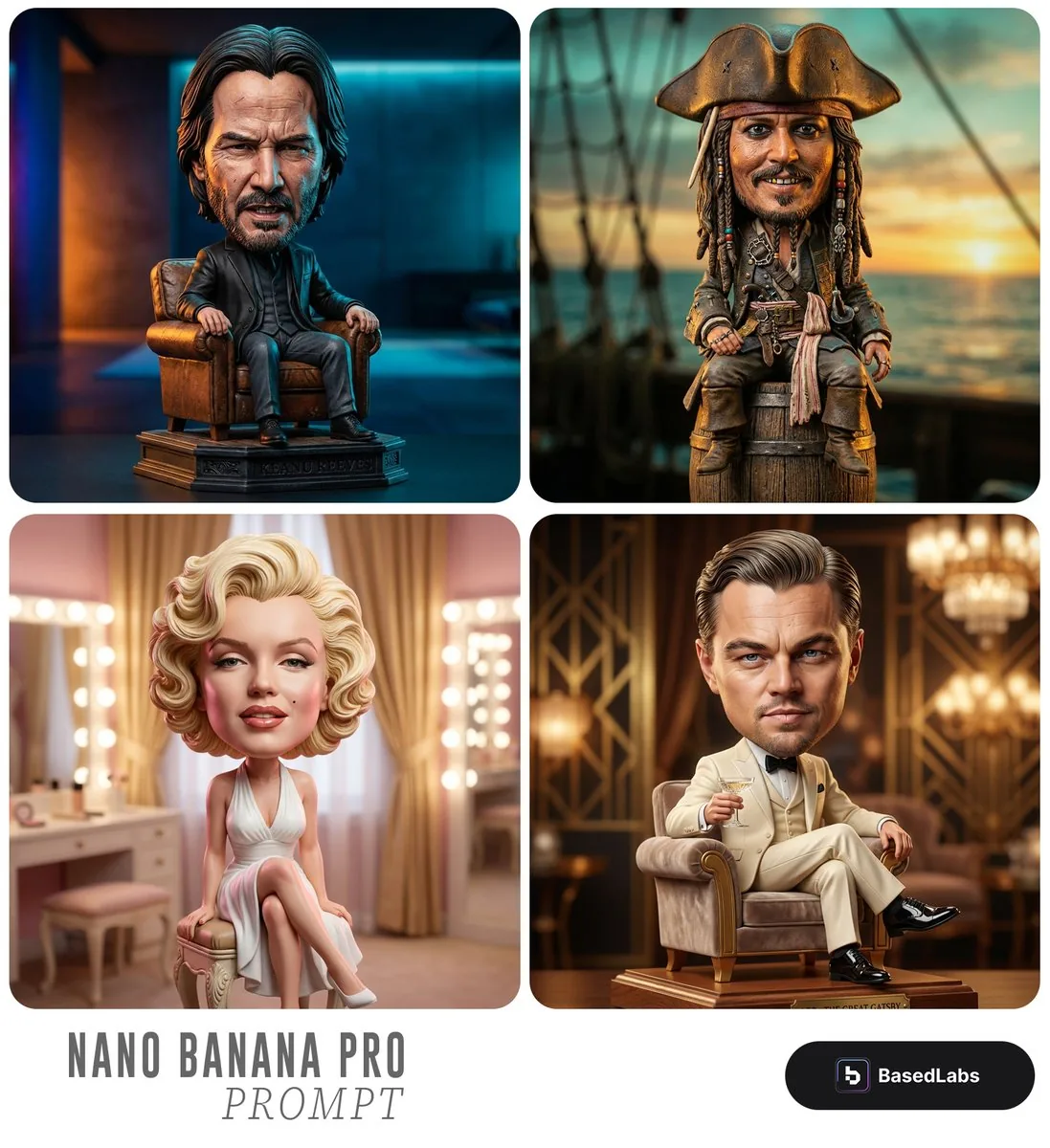 Caricature Bobblehead Figurine Prompt reference