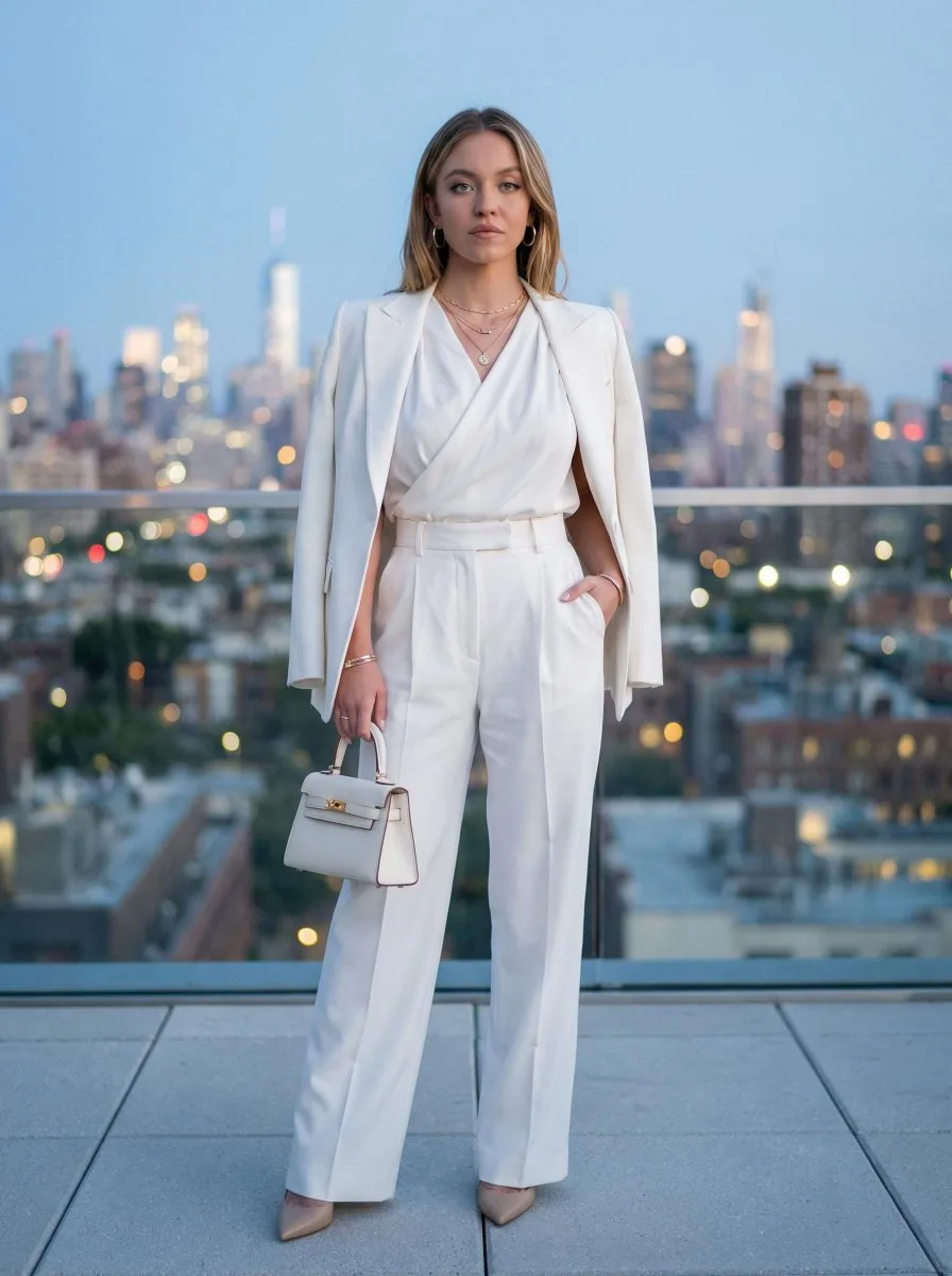Rooftop Editorial Portrait at Dusk - Nano Banana Pro AI Prompt for Social Media Post reference