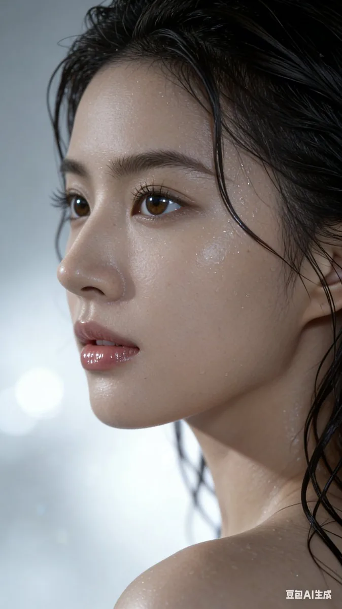 Hyper-Realistic Wet Look Portrait reference