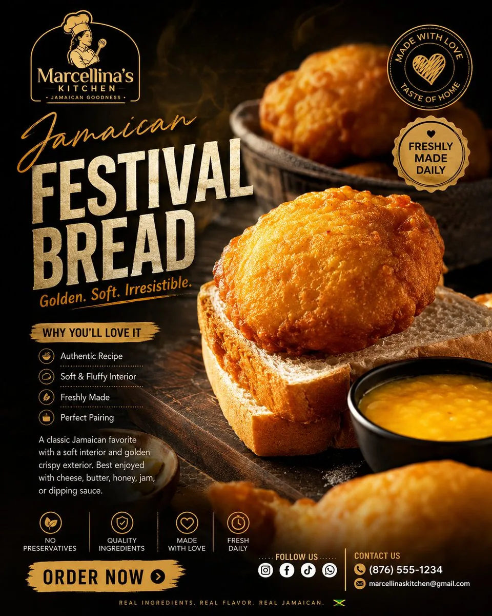 Luxury Jamaican Festival Bread Poster reference