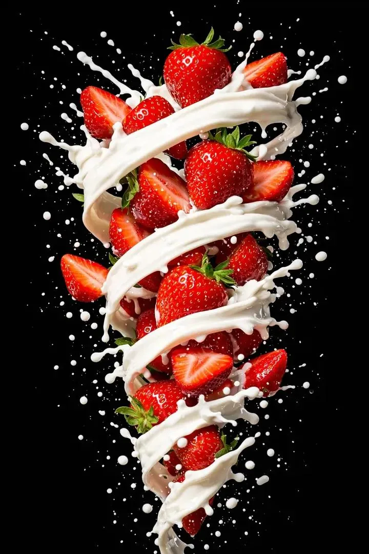 Hyper-realistic High-Speed Strawberry Milk Splash Photography - Nano Banana Pro AI Prompt for Product Marketing reference