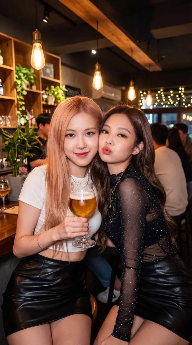 K-pop Idols Selfie in a Pub - Nano Banana Pro AI Prompt for Social Media Post reference