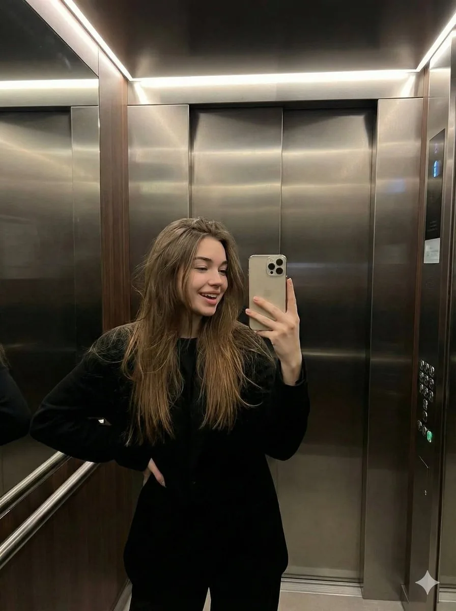 Candid Elevator Mirror Selfie - Nano Banana Pro AI Prompt for Social Media Post reference