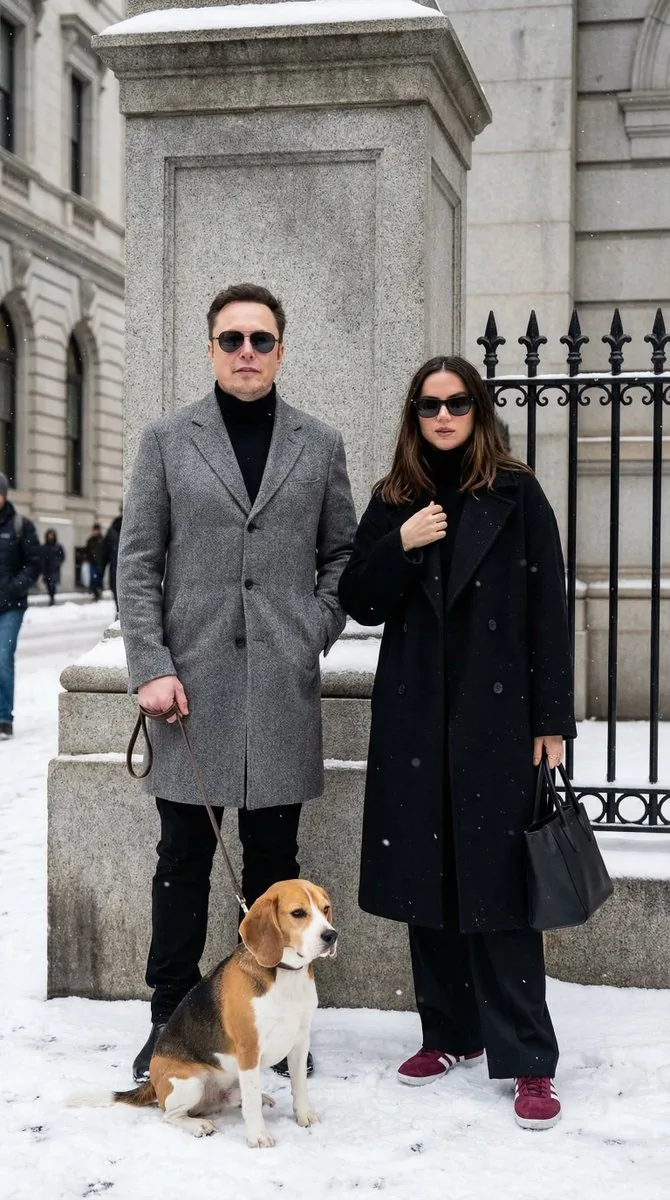 Sophisticated Urban Winter Couple Portrait - Nano Banana Pro AI Prompt for Social Media Post reference