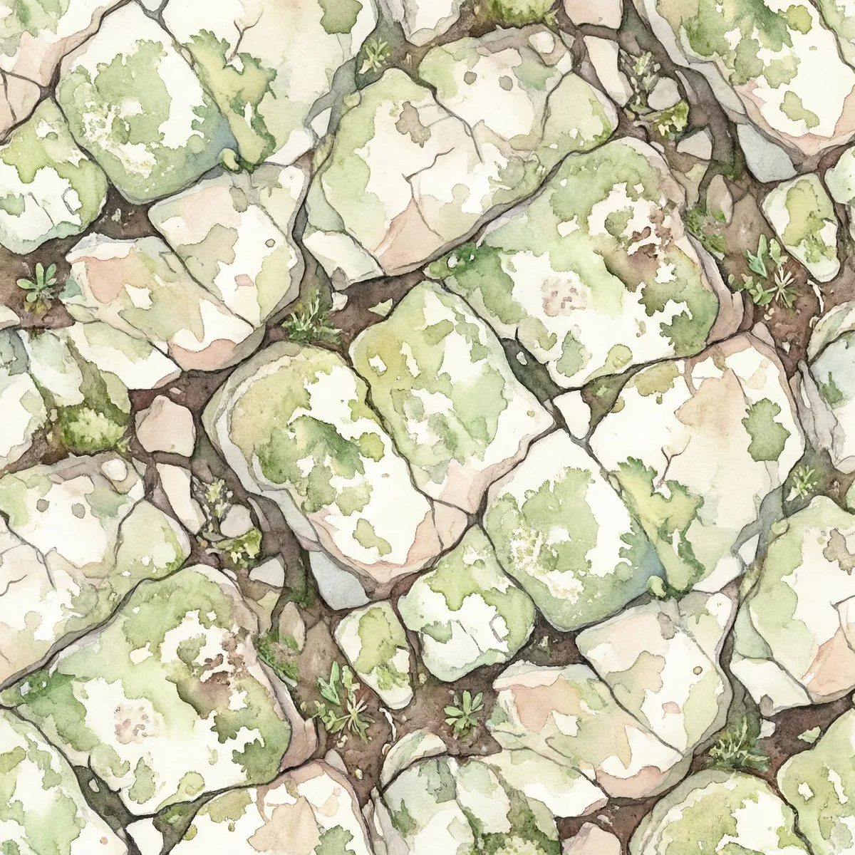 Seamless Watercolor Stone Path Tile reference