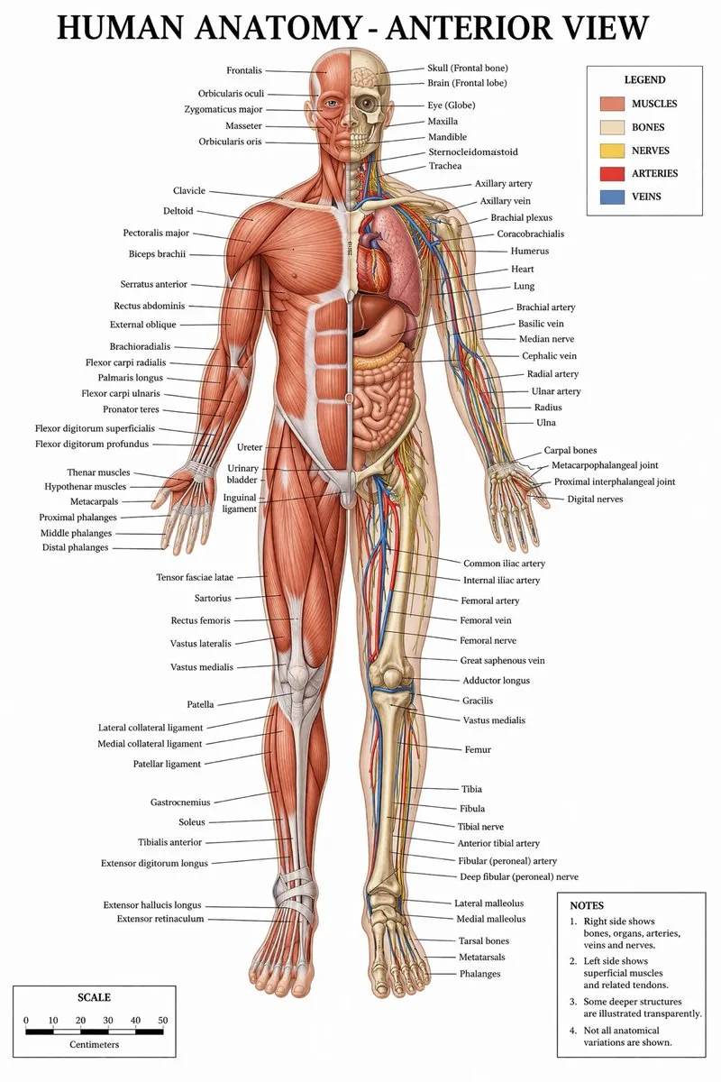 Detailed Medical Anatomy Infographic reference
