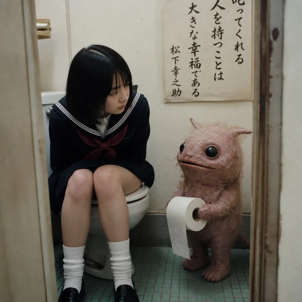 Schoolgirl and Toilet Paper Creature reference