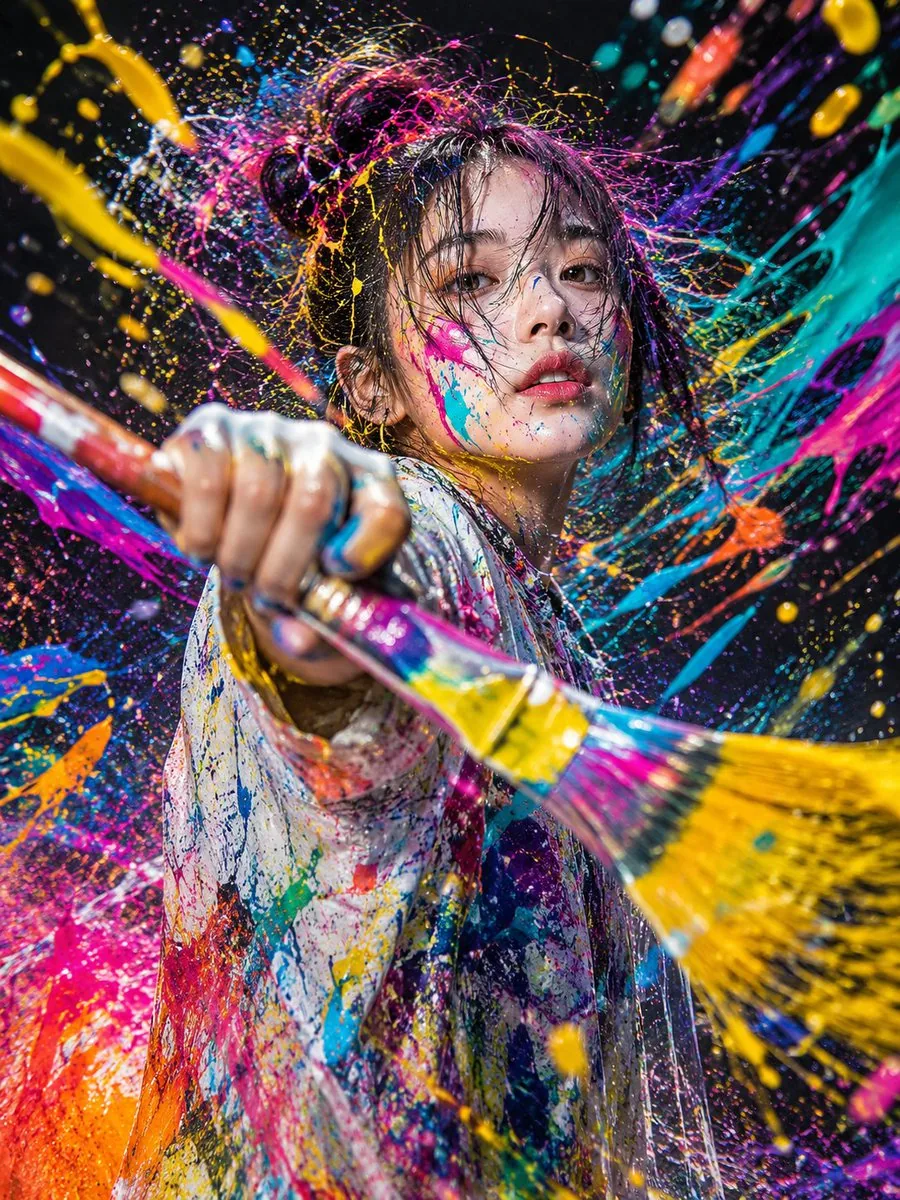 Action Artist Paint Explosion Portrait reference