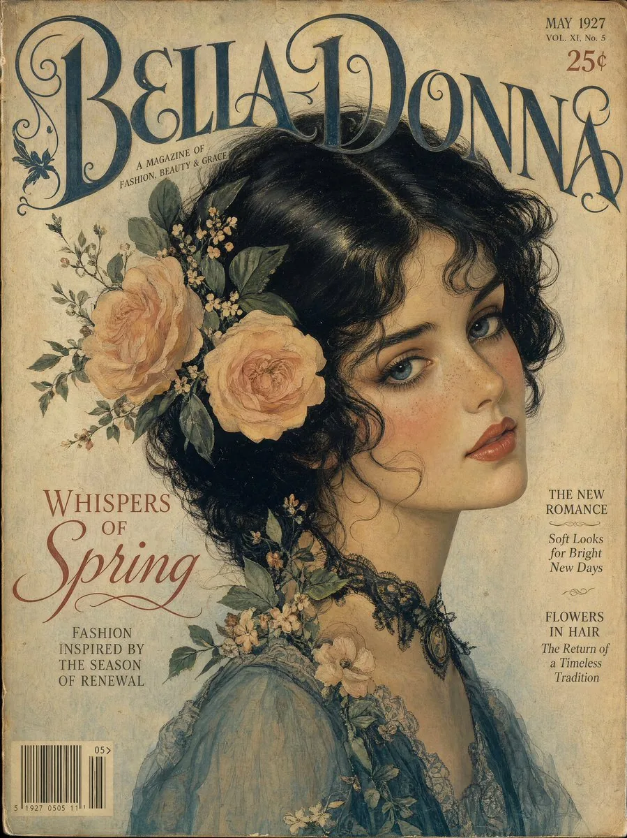 Vintage Gouache Fashion Magazine Cover reference