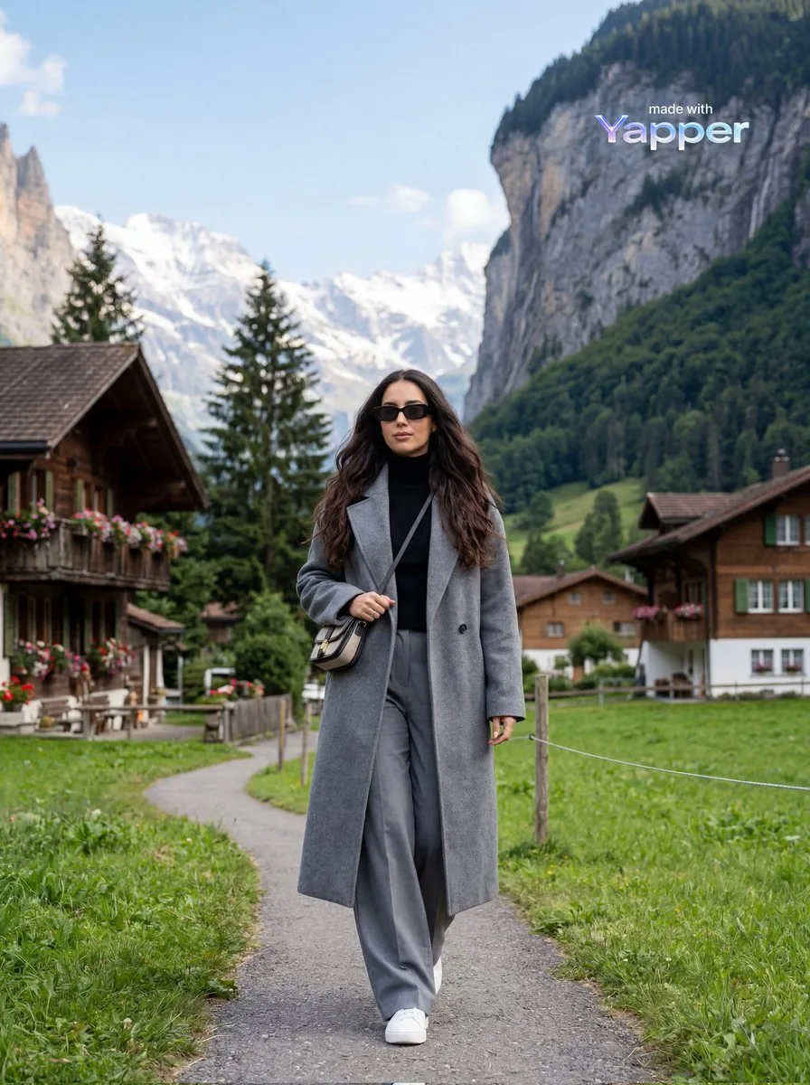 Travel Lifestyle Photography in Swiss Alpine Village - Nano Banana Pro AI Prompt for Social Media Post reference