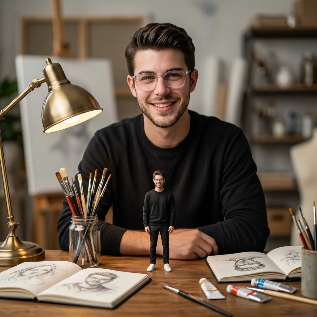 Ultra-realistic Cinematic Portrait with Miniature Self reference