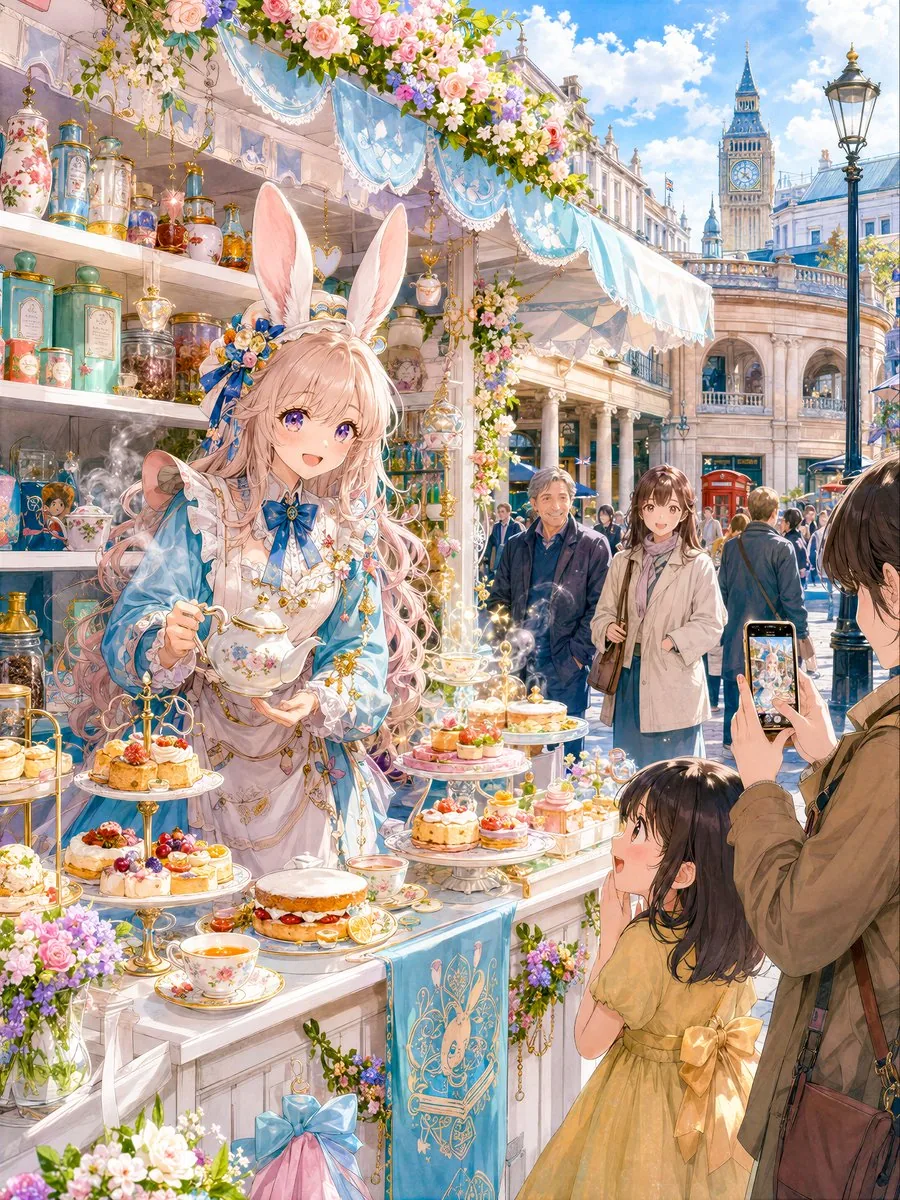 Otherworldly Rabbit Girl Tea Shop in London reference