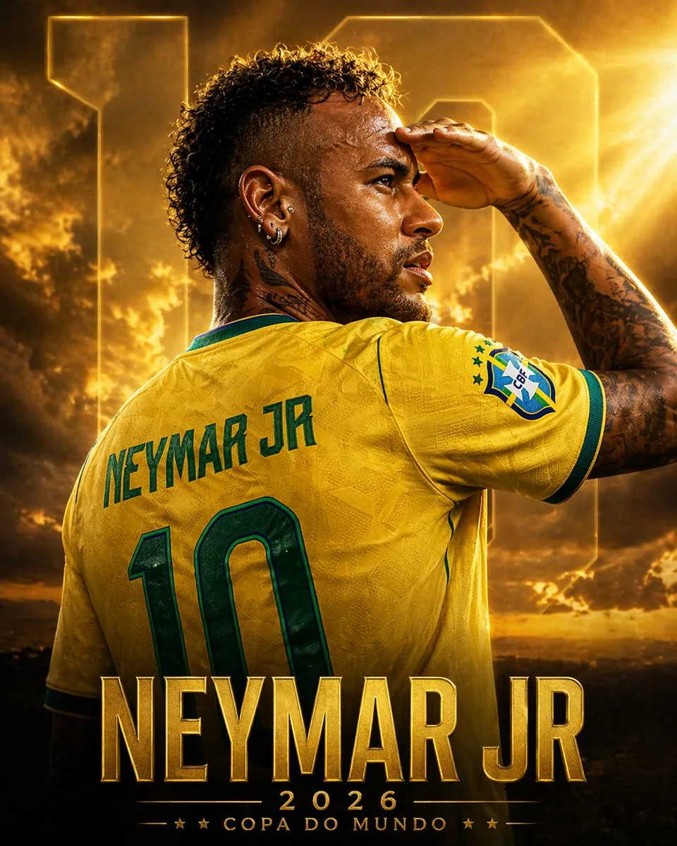 Golden Neymar World Cup Poster reference