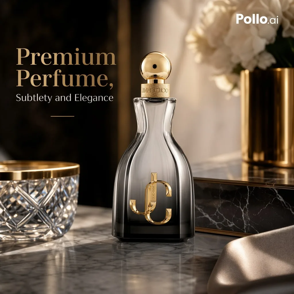 Luxury Perfume Ad on Marble Vanity reference
