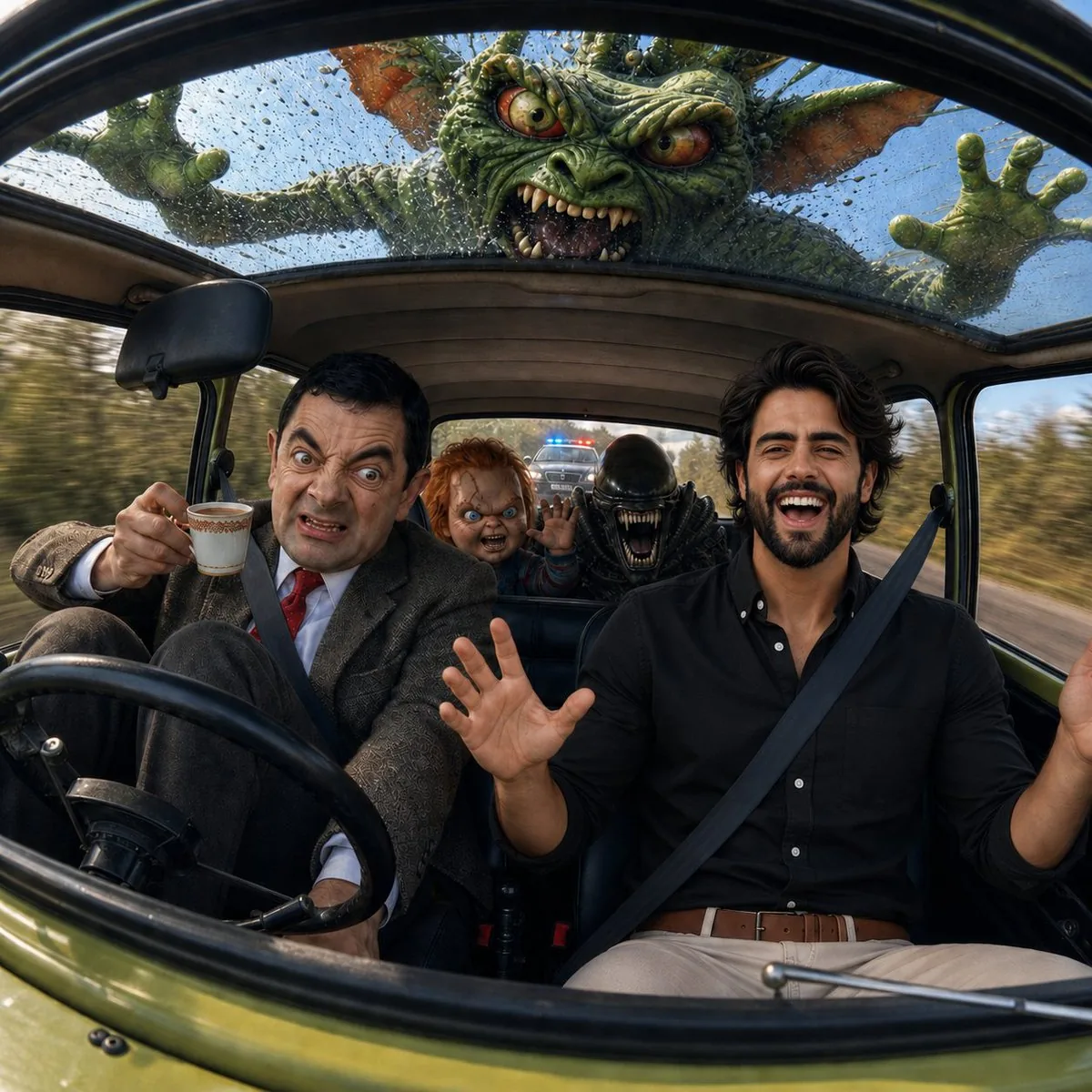 Mr Bean Mini Cooper Chaos - Nano Banana Pro AI Prompt for Comic / Storyboard reference