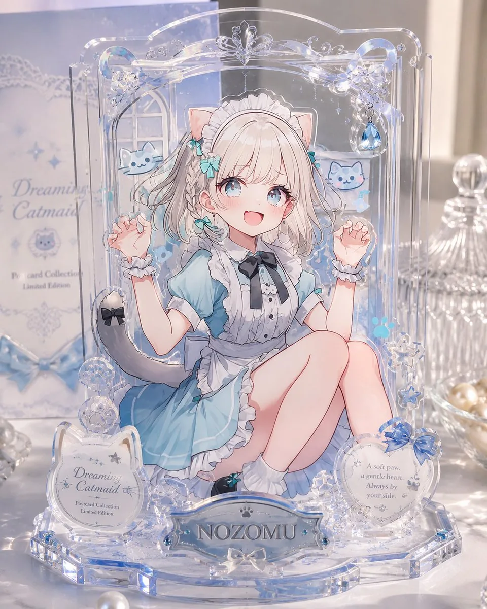 Layered Acrylic Catmaid Postcard Display reference
