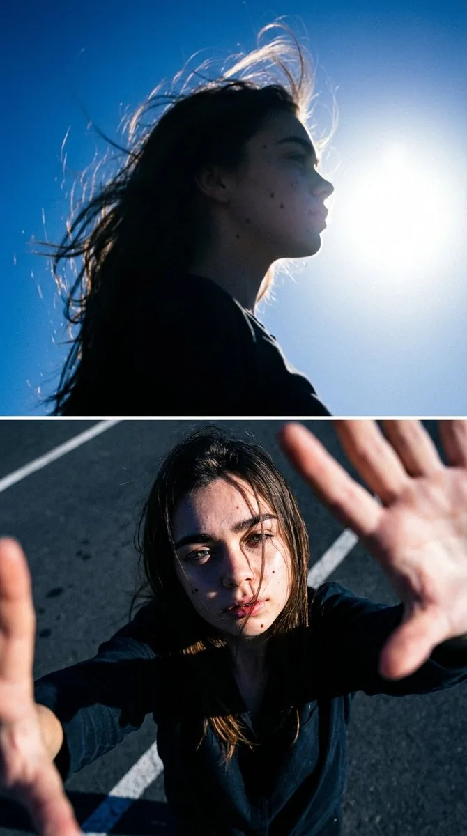 Cinematic Diptych with Identity Lock and Blue Tones - Nano Banana Pro AI Prompt for Social Media Post reference