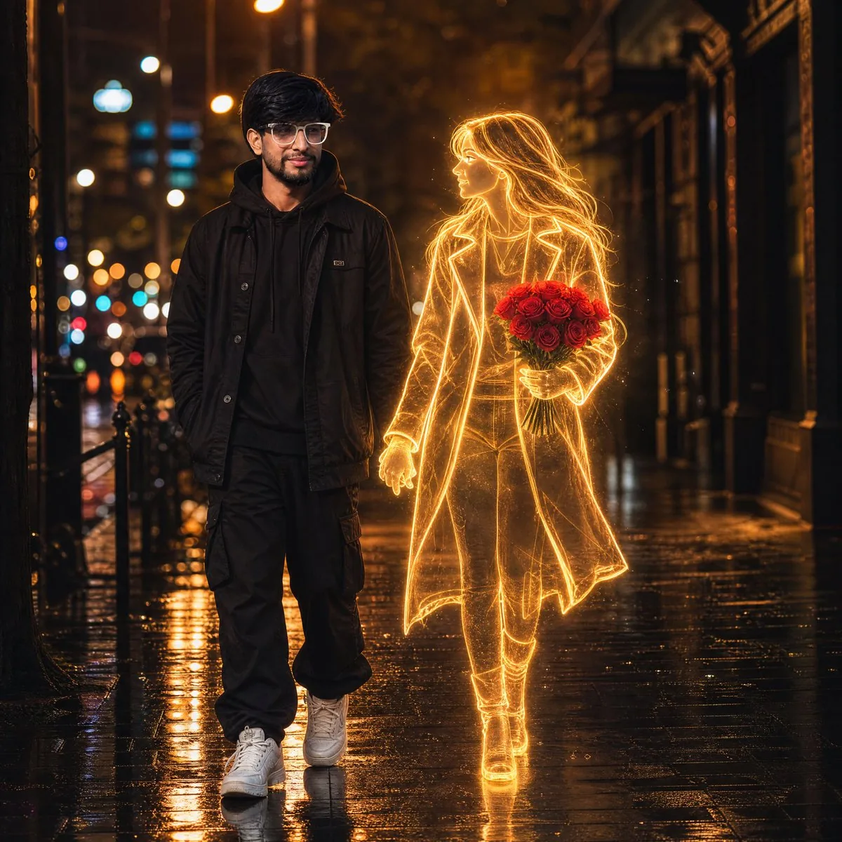 Glowing Hologram Night Scene reference