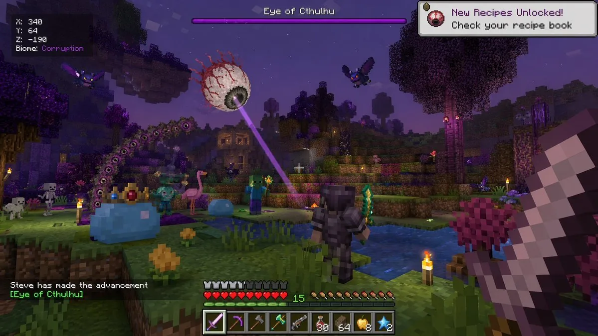 Voxel Survival Game Boss Fight HUD reference