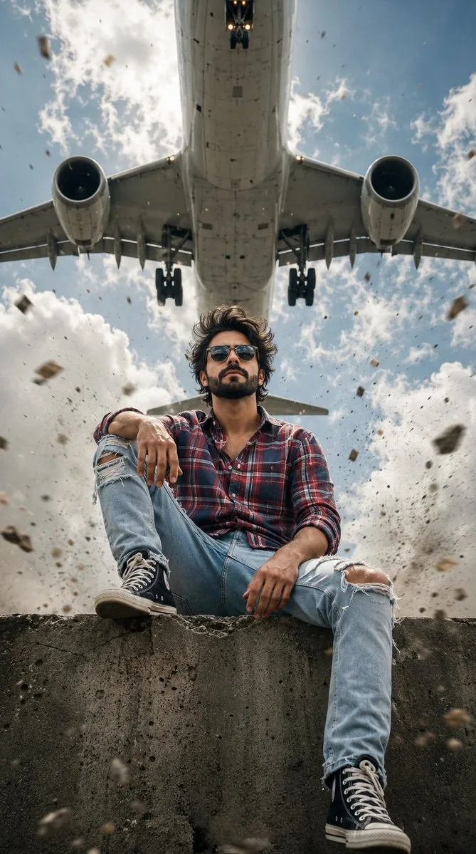 Extreme Low Angle Airplane Portrait reference