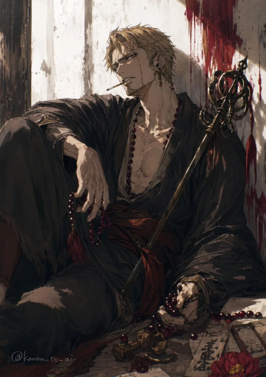 Dark Fantasy Wounded Monk Portrait reference