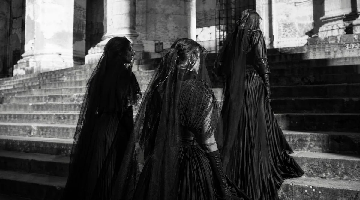 Gothic Mourning Women on Cathedral Steps reference