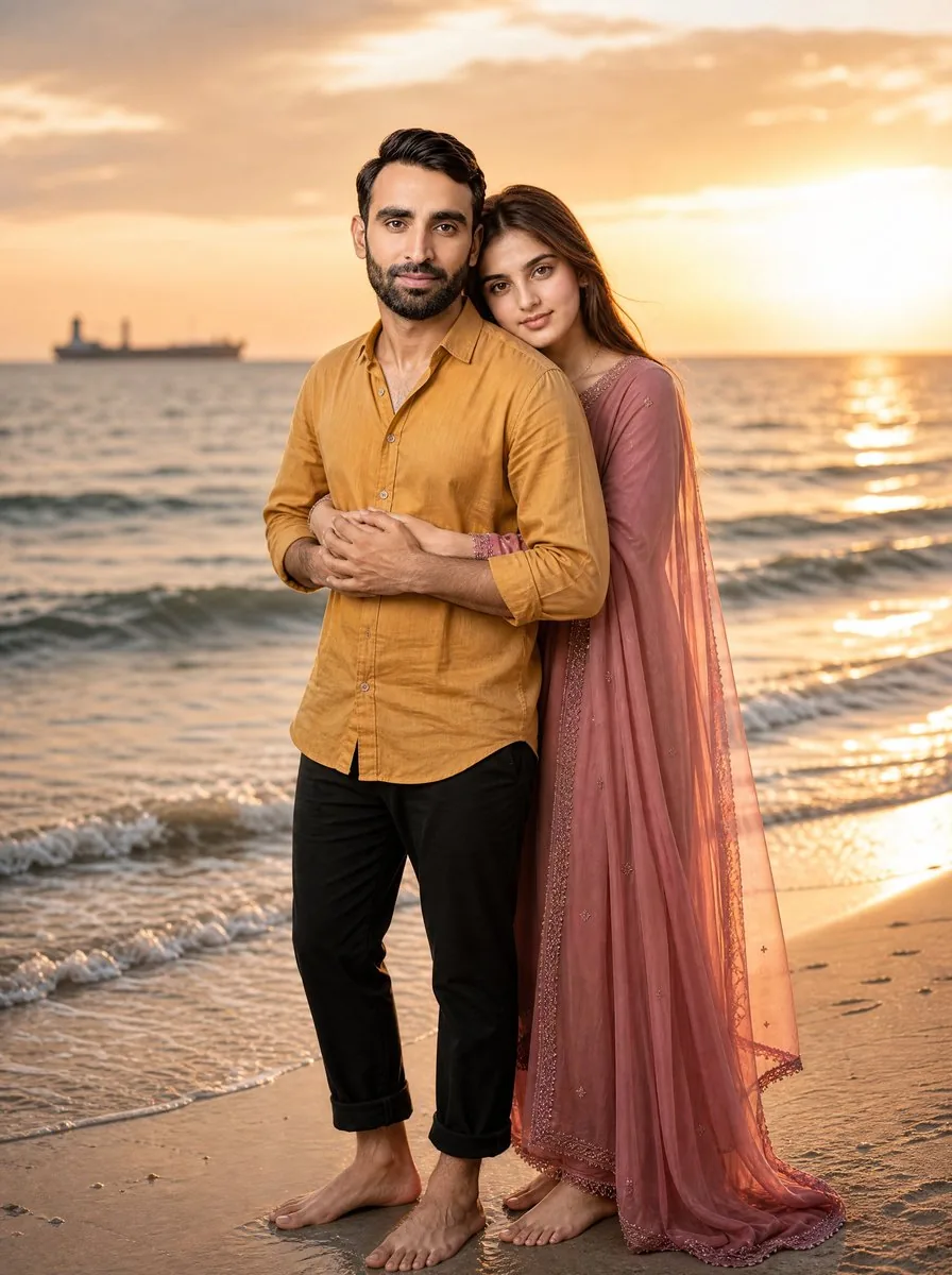 Romantic Beach Sunset Couple reference