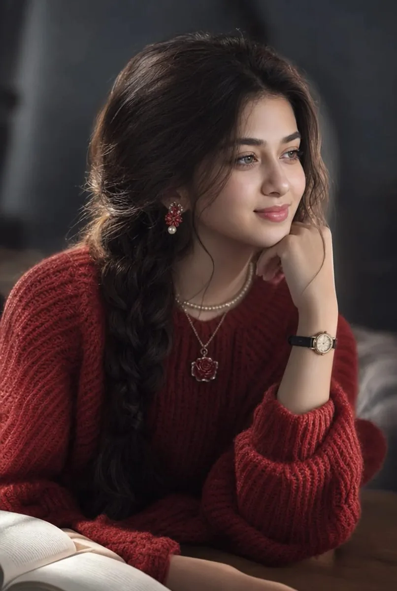 Cozy Vintage Sweater Portrait reference