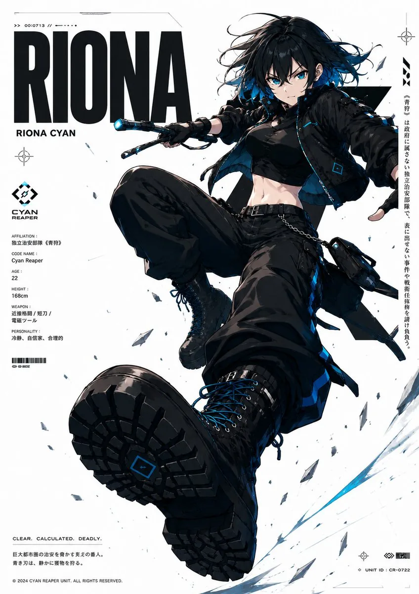 Cyberpunk Anime Character Dossier reference