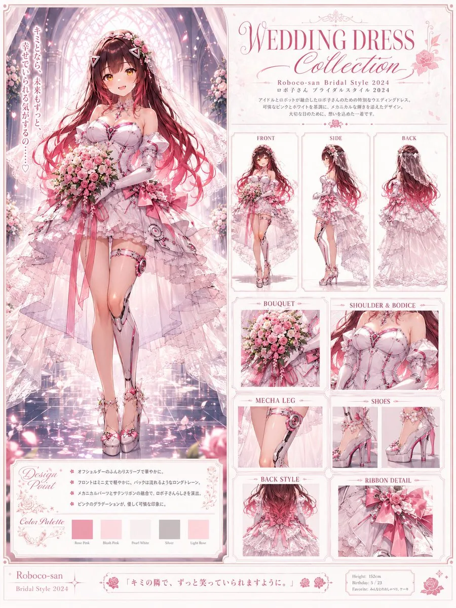 Pink Mecha Idol Wedding Dress Sheet reference